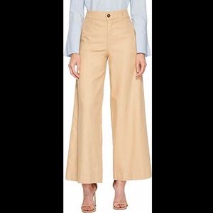 Wide Leg Khaki Trousers